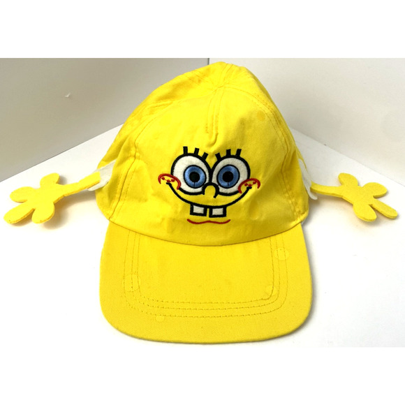 NICKELODEON 2011 YELLOW Cap Stretch SPONGE BOB SQUARE PANTS HAT CHILDs 4+NWT - Picture 1 of 7